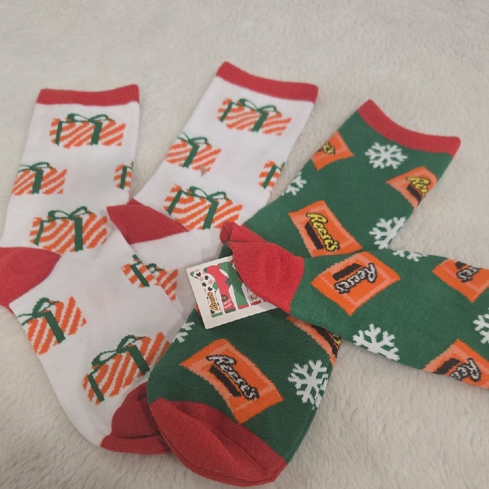 Festive Gift and Snowflake Socks Set - Red, Green, and Orange